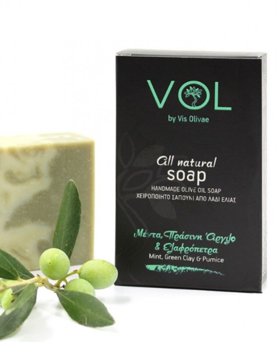 Natuurlijke zeep, Olijfolie, Munt, Groene Klein en Puimsteen, gecertificeerd